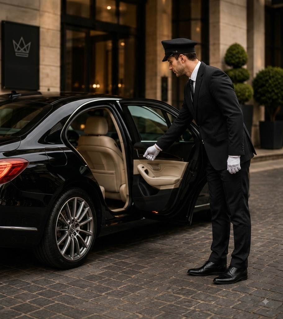Luxe VIP Transfers professional chauffeur opening a vehicle door